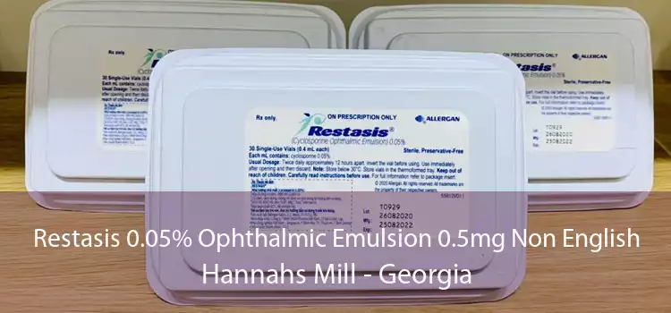 Restasis 0.05% Ophthalmic Emulsion 0.5mg Non English Hannahs Mill - Georgia